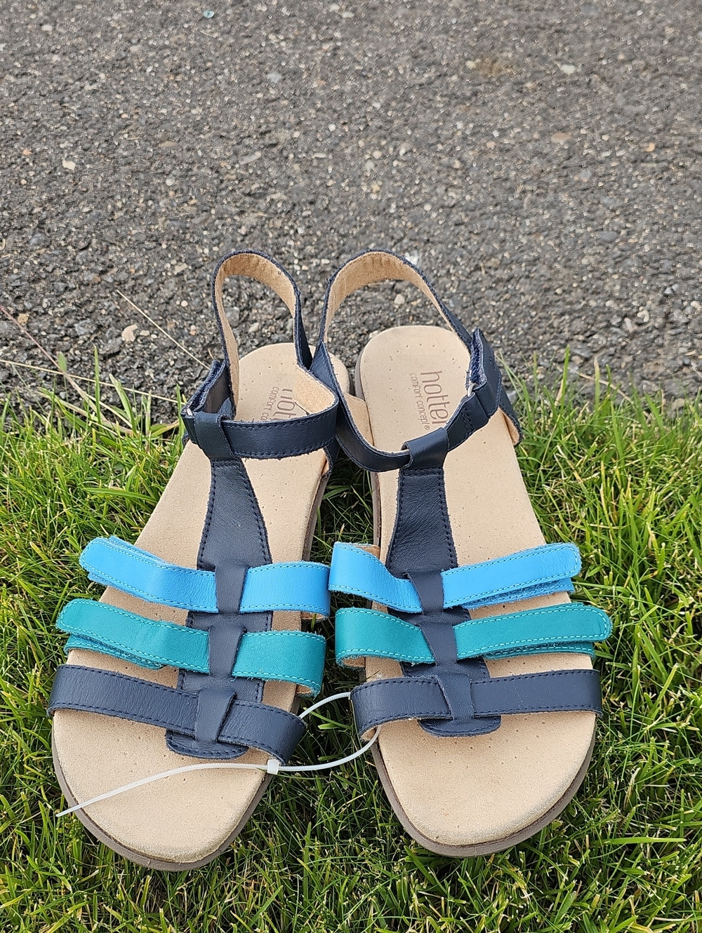 Hotter Sol navy blue multi-leather strappy sandals Unisex